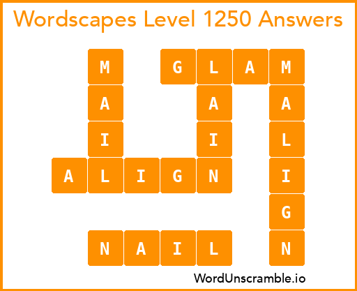 Wordscapes Level 1250 Answers