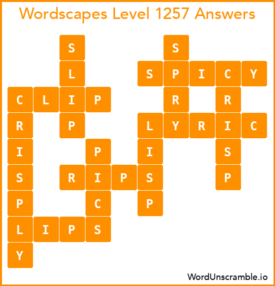 Wordscapes Level 1257 Answers