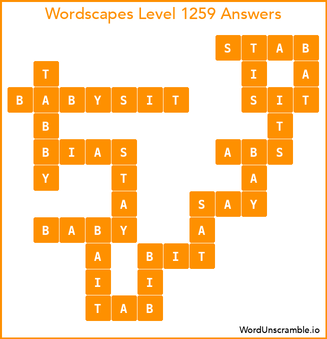 Wordscapes Level 1259 Answers