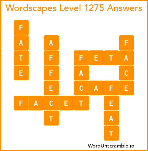 Wordscapes Level 1275 Answers