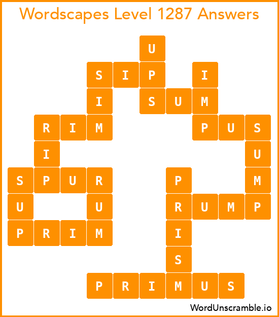 Wordscapes Level 1287 Answers