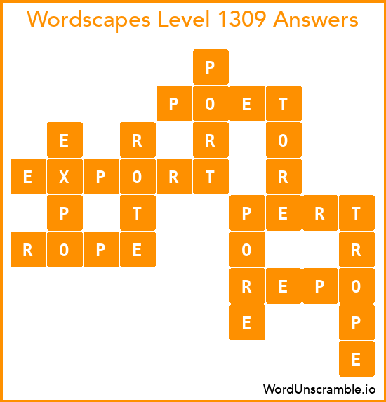 Wordscapes Level 1309 Answers