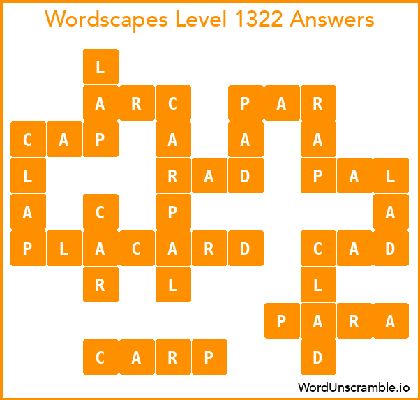Wordscapes Level 1322 Answers