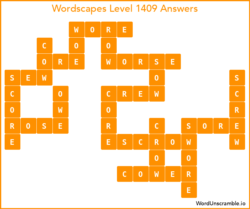 Wordscapes Level 1409 Answers