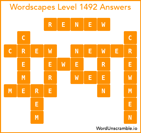 Wordscapes Level 1492 Answers