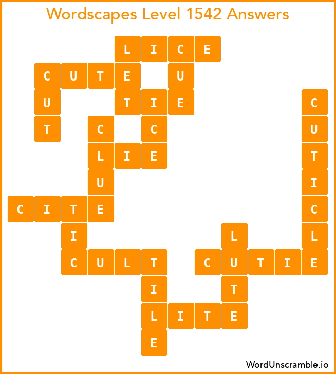 Wordscapes Level 1542 Answers