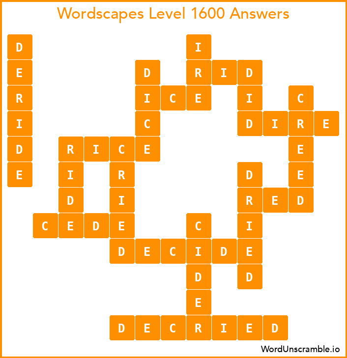 Wordscapes Level 1600 Answers