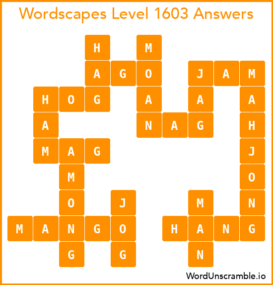 Wordscapes Level 1603 Answers