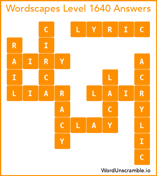 Wordscapes Level 1640 Answers