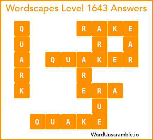 Wordscapes Level 1643 Answers