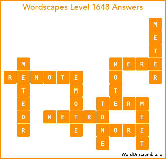 Wordscapes Level 1648 Answers