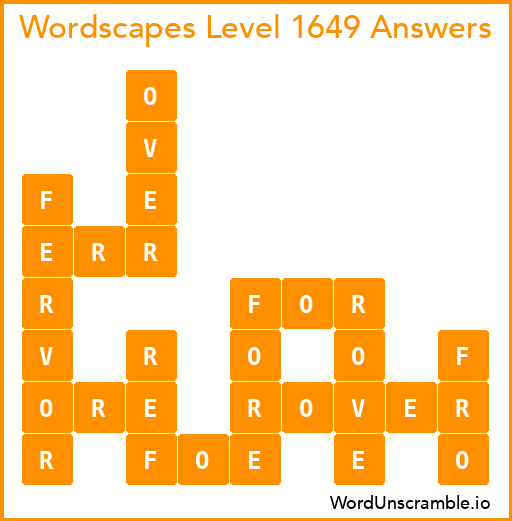 Wordscapes Level 1649 Answers