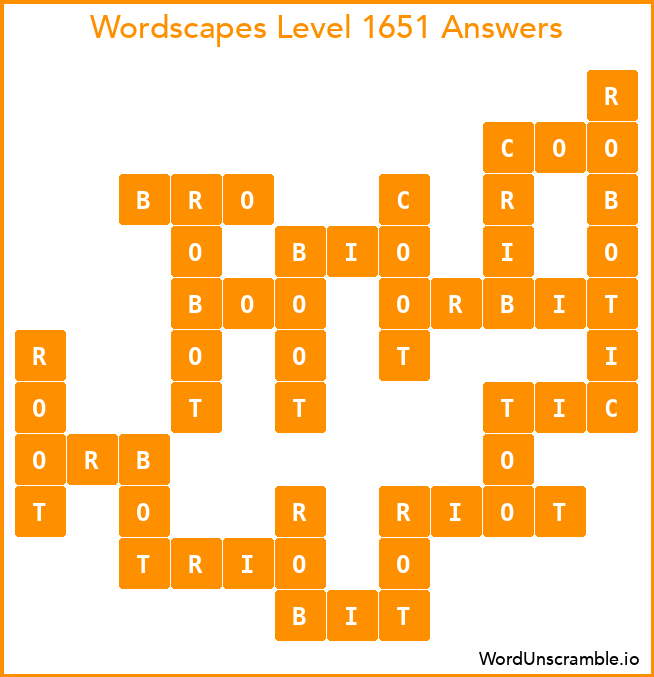 Wordscapes Level 1651 Answers
