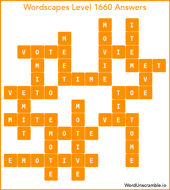 Wordscapes Level 1660 Answers
