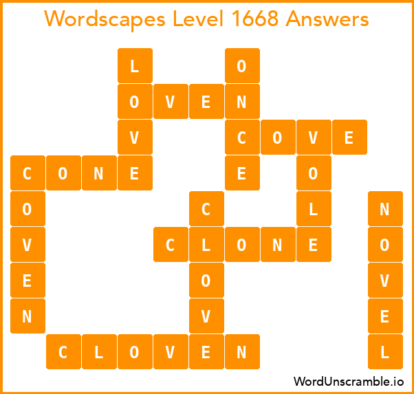 Wordscapes Level 1668 Answers