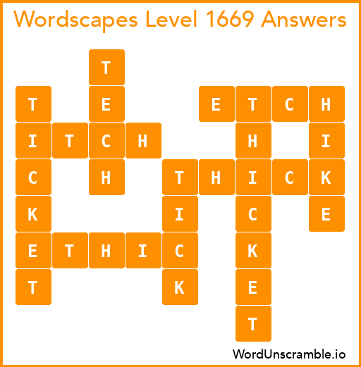Wordscapes Level 1669 Answers