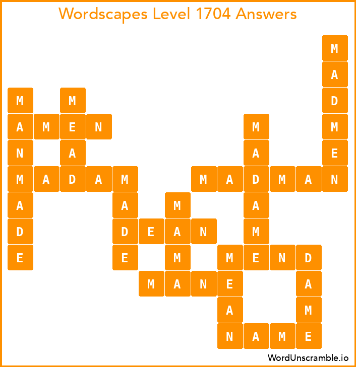 Wordscapes Level 1704 Answers