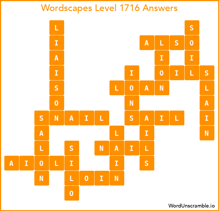 Wordscapes Level 1716 Answers
