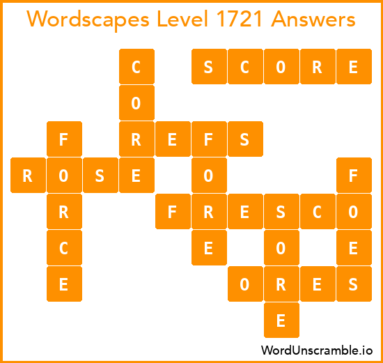 Wordscapes Level 1721 Answers