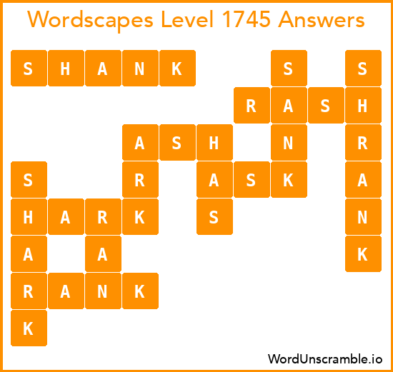 Wordscapes Level 1745 Answers