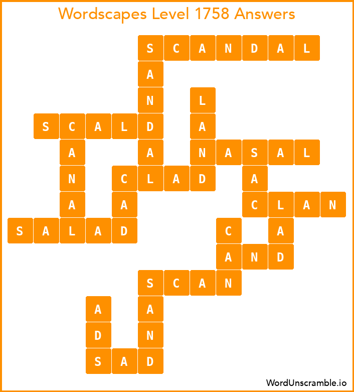 Wordscapes Level 1758 Answers