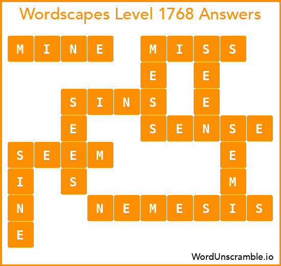 Wordscapes Level 1768 Answers