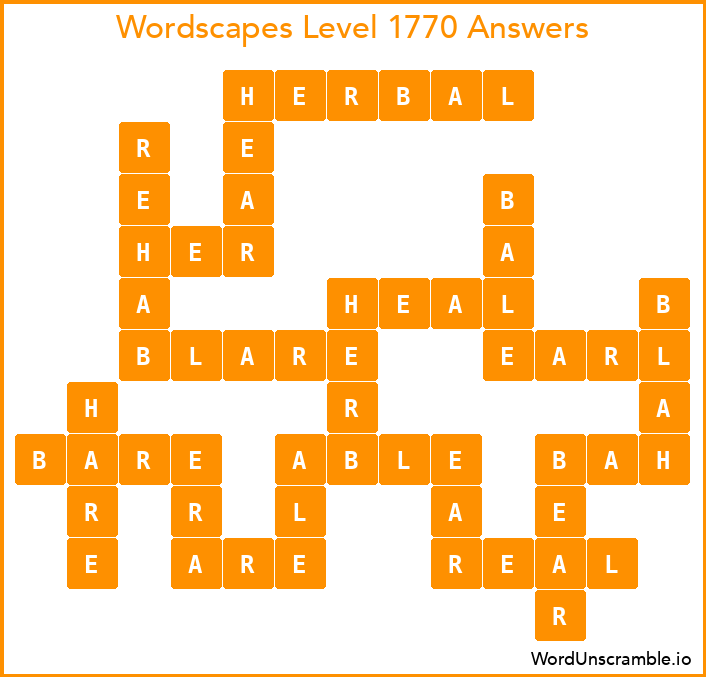 Wordscapes Level 1770 Answers