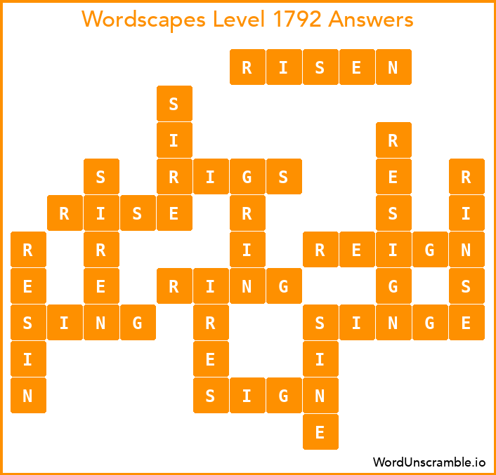 Wordscapes Level 1792 Answers