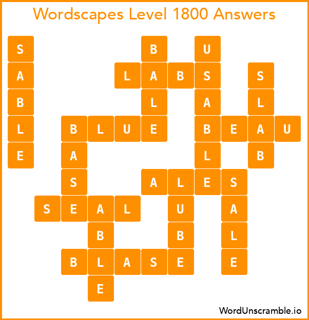 Wordscapes Level 1800 Answers