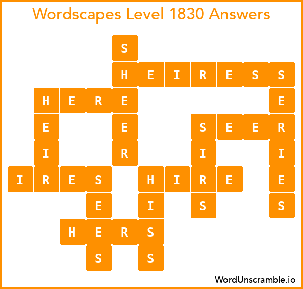 Wordscapes Level 1830 Answers