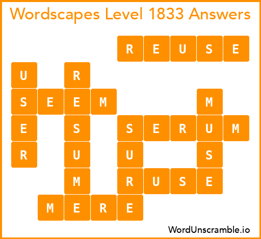 Wordscapes Level 1833 Answers