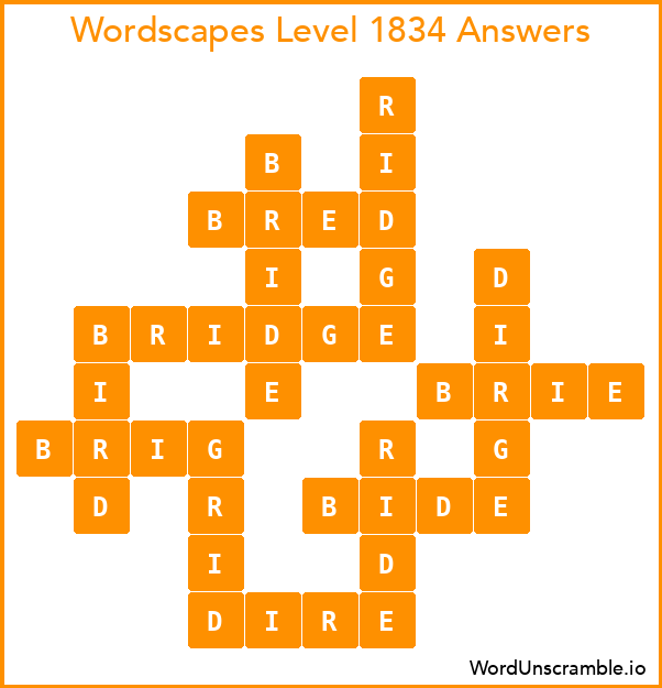 Wordscapes Level 1834 Answers