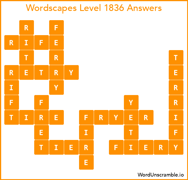 Wordscapes Level 1836 Answers