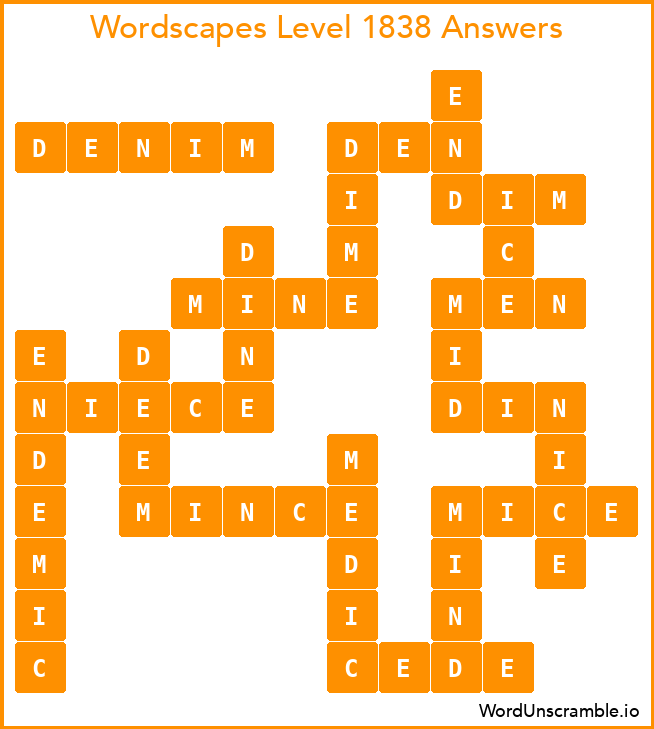 Wordscapes Level 1838 Answers