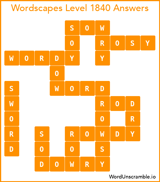 Wordscapes Level 1840 Answers