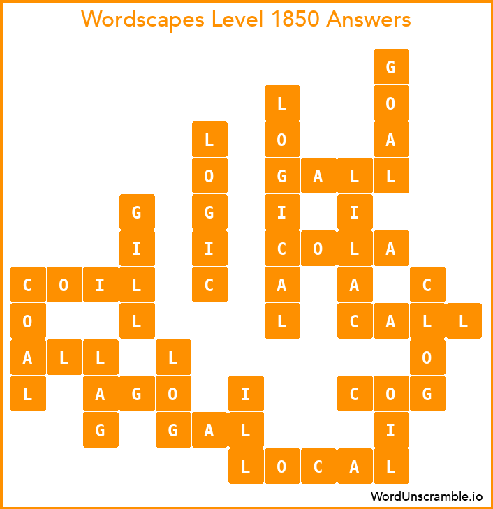 Wordscapes Level 1850 Answers