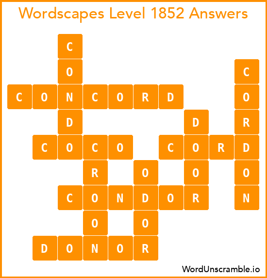 Wordscapes Level 1852 Answers