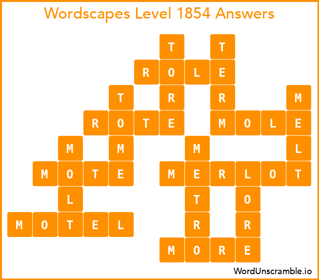 Wordscapes Level 1854 Answers