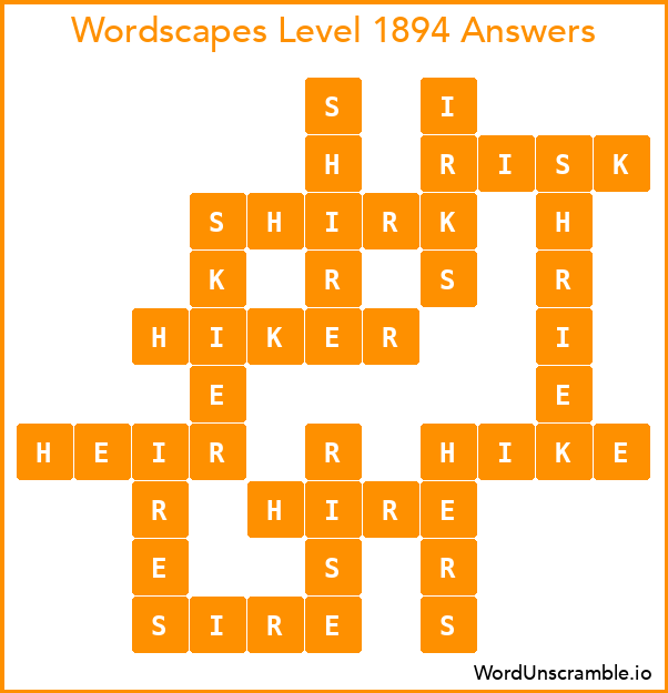 Wordscapes Level 1894 Answers