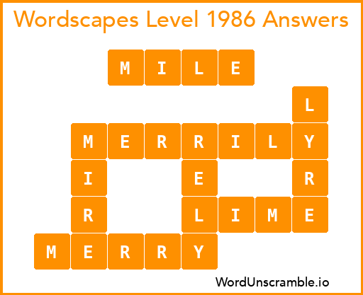 Wordscapes Level 1986 Answers