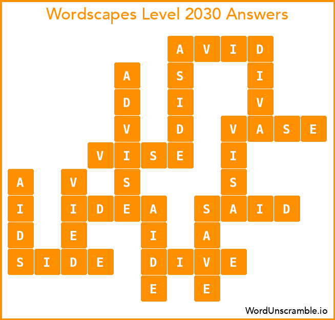 Wordscapes Level 2030 Answers