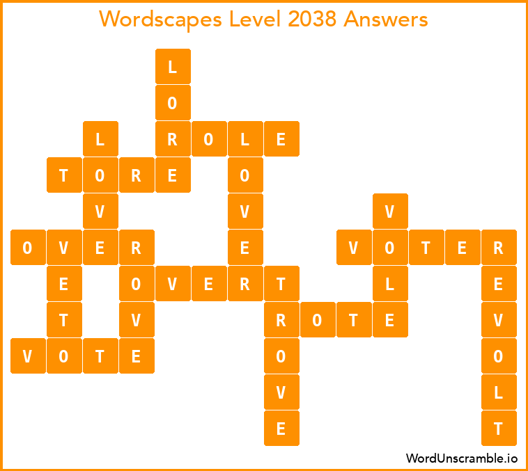 Wordscapes Level 2038 Answers