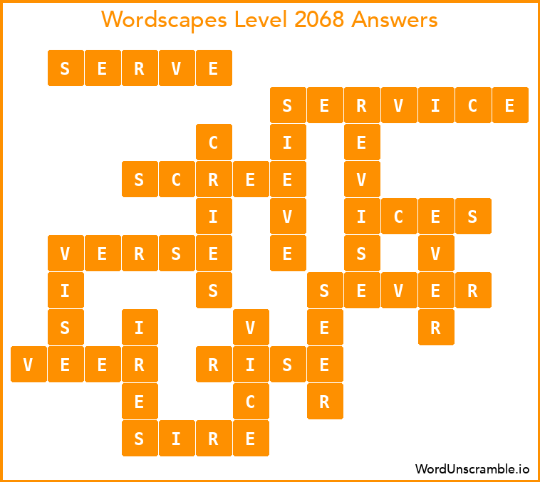 Wordscapes Level 2068 Answers