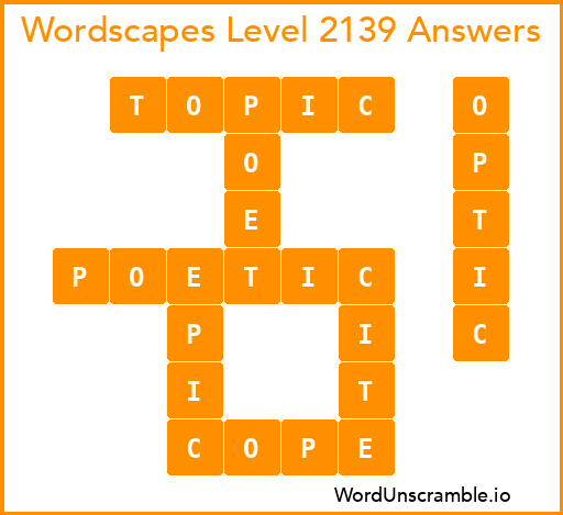 Wordscapes Level 2139 Answers