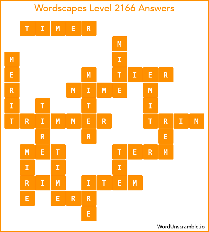 Wordscapes Level 2166 Answers