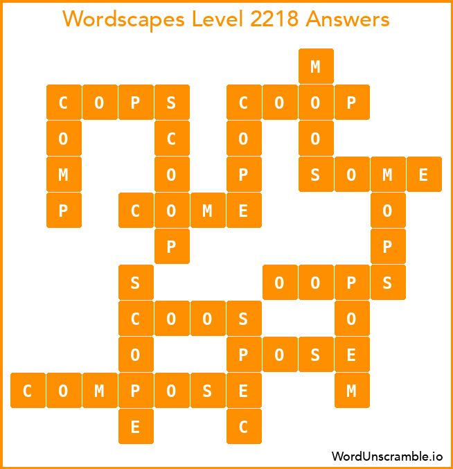 Wordscapes Level 2218 Answers