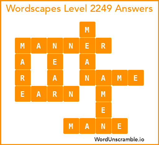 Wordscapes Level 2249 Answers