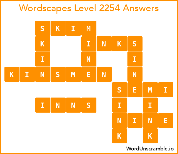 Wordscapes Level 2254 Answers