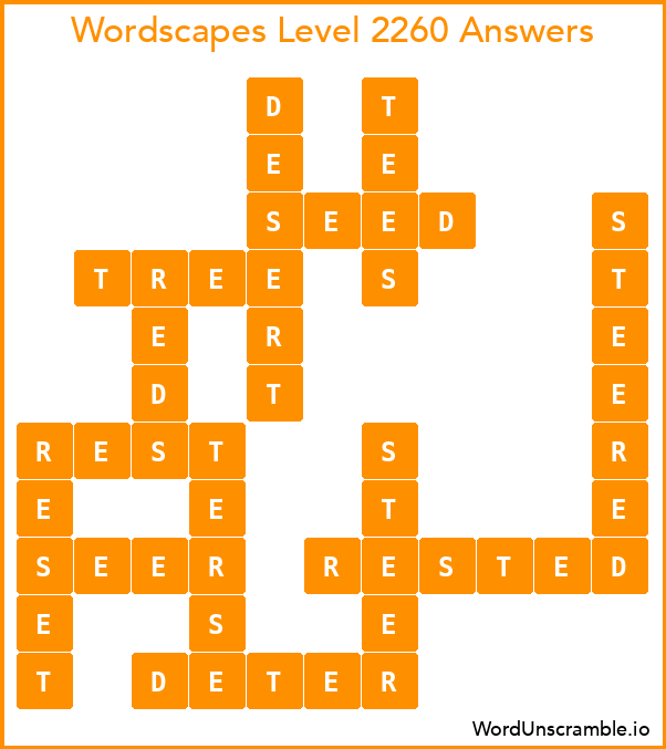 Wordscapes Level 2260 Answers