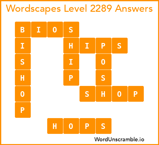 Wordscapes Level 2289 Answers